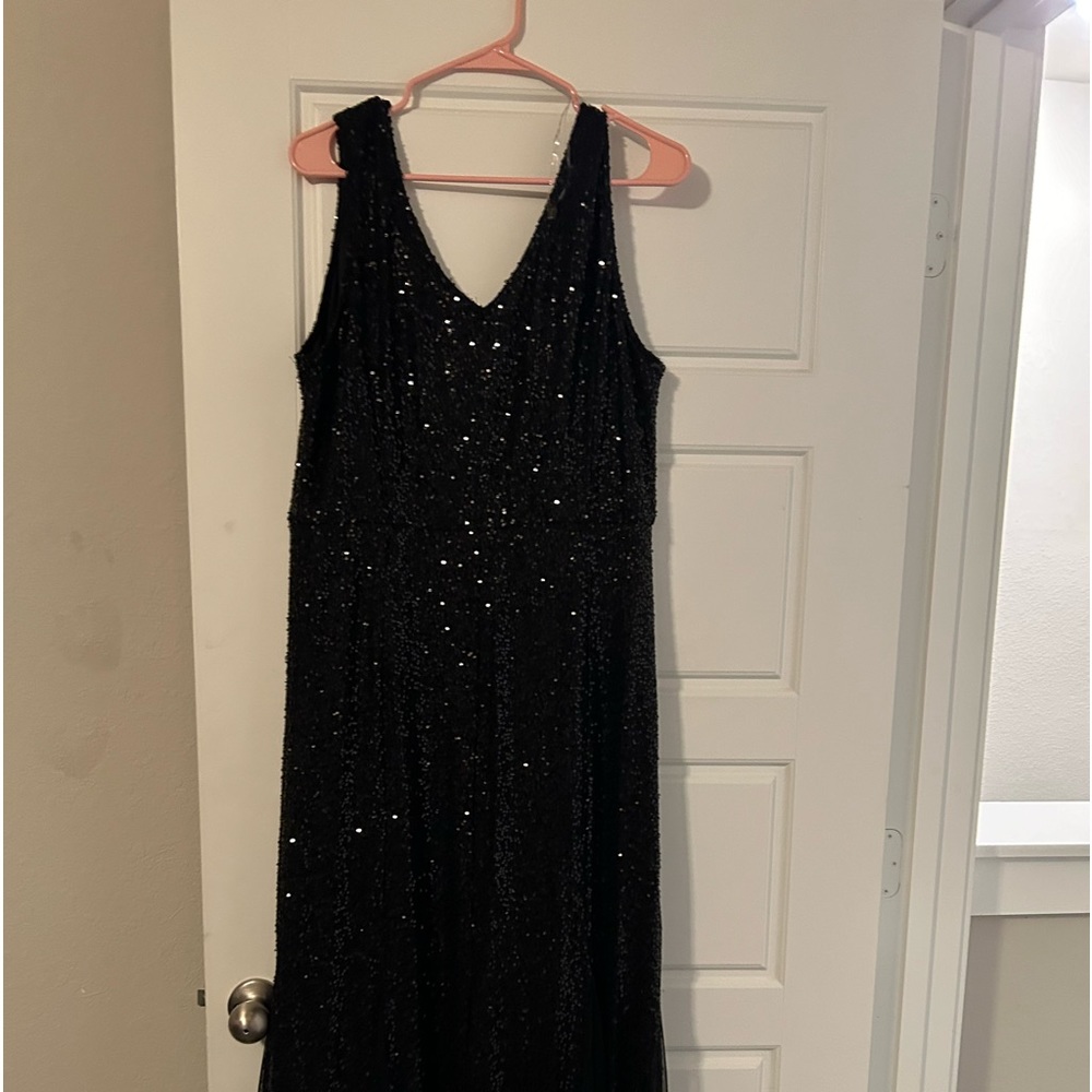 Black shimmery dress with sequins and lace at bottom BRAND NEW